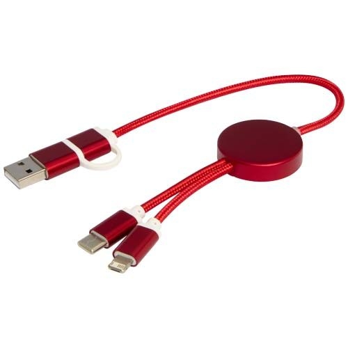PF124424-1Alasia 30 cm 5-in-1 Kabel aus recyceltem Kunststoff fuer Datenuebertragung und 27W Schnellladung_ rot