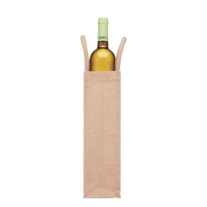 MO6258-13Campo Di Vino Flaschen-Geschenktasche Jute_ Beige