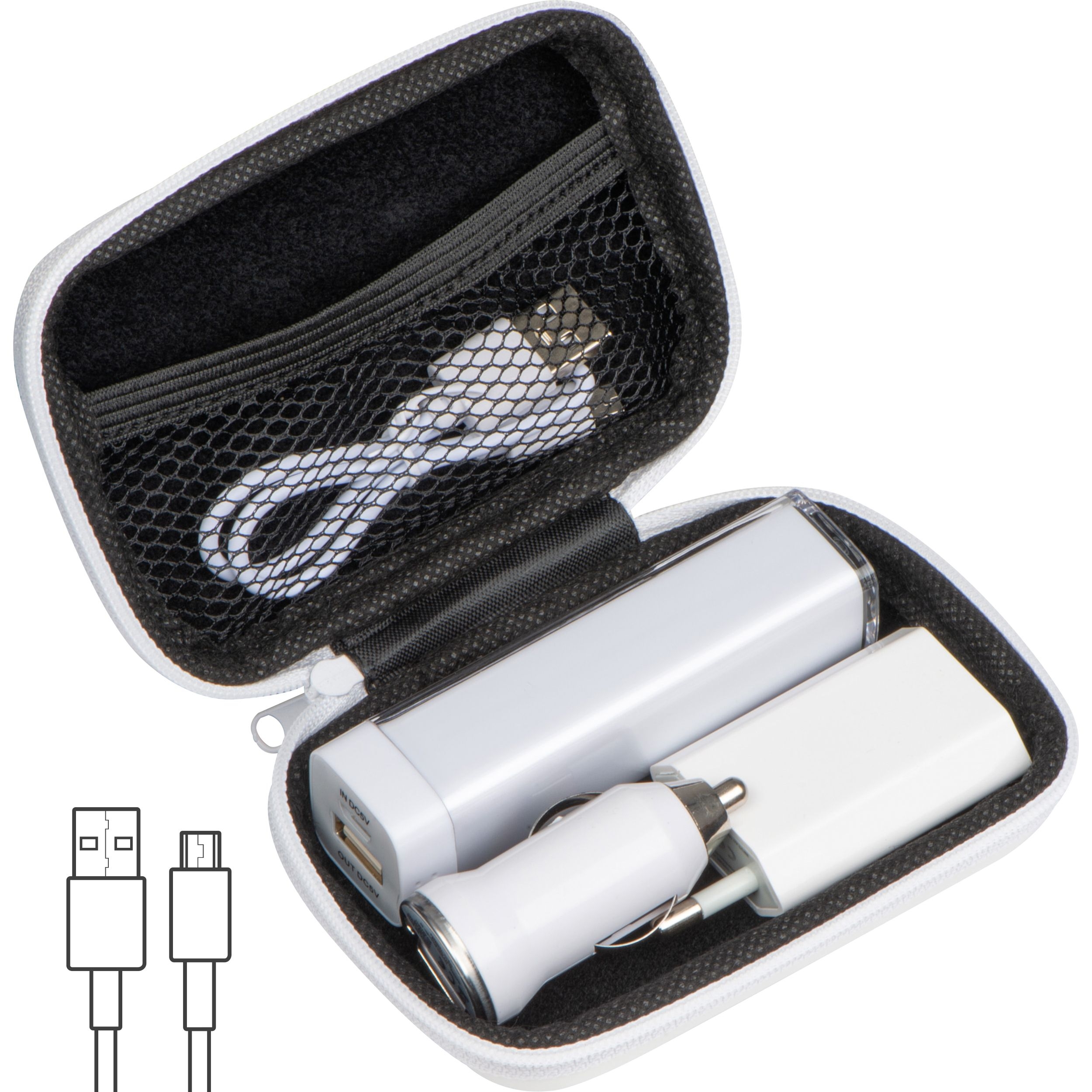MA20081-06Travel Set Powerbank_ EU-Stecker und USB Ladegeraet JUSTIN_ weiss