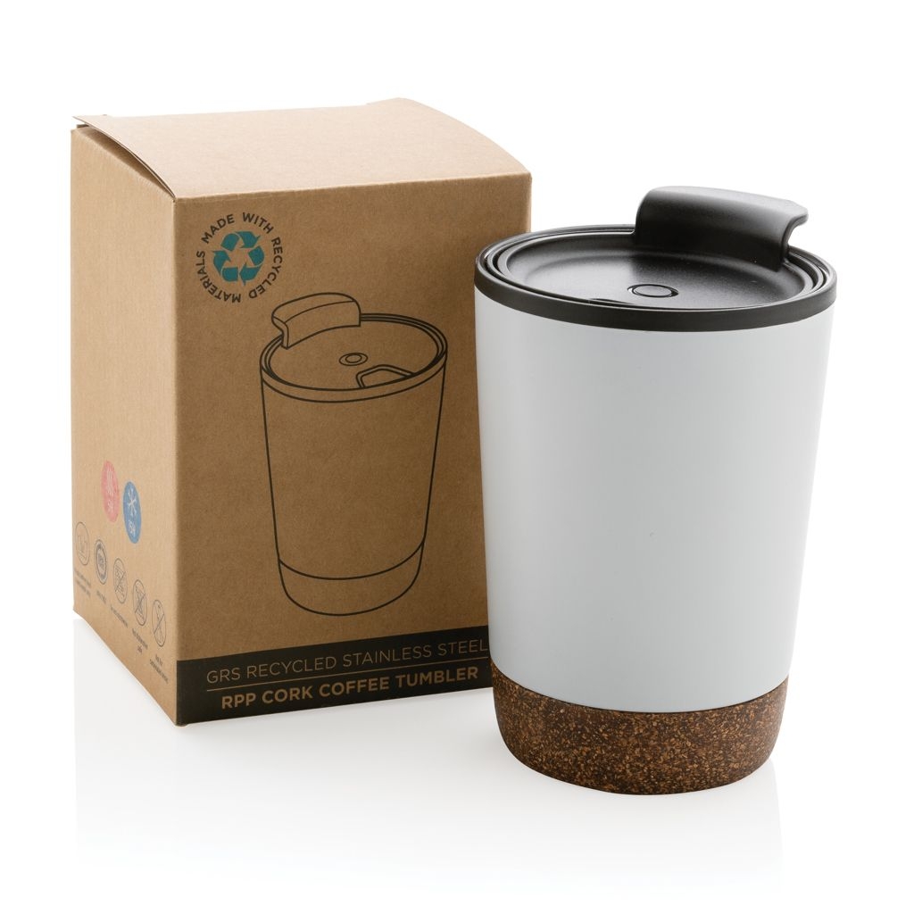 XDP435.07-3RCS recycelter Edelstahl-Kaffeebecher mit Kork_ weiss