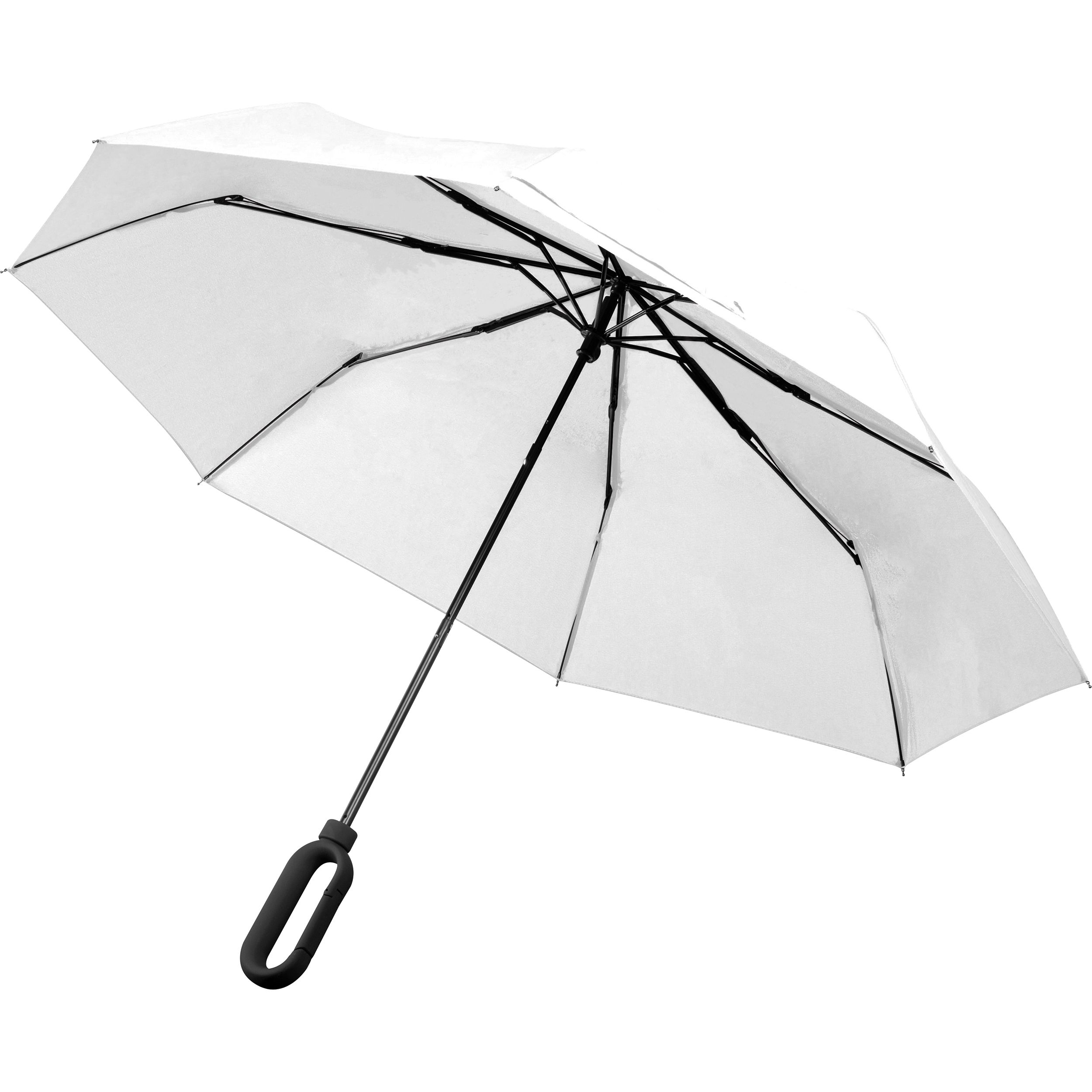 MA40885-06Taschenschirm aus Pongee mit Karabinergriff_ weiss