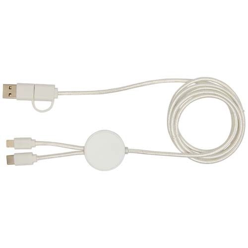PF124428-1Citala 150 cm 5-in-1 Kabel aus recyceltem Kunststoff fuer Datenuebertragung und 27W Schnellladung_ wei
