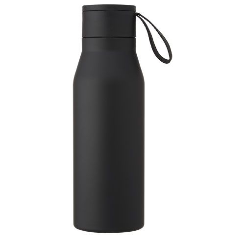 PF100668-2Ljungan 500 ml Kupfer-Vakuum Isolierflasche mit PU Kunststoffband und Deckel_ schwarz