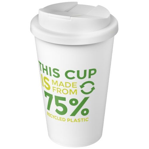 PF210425-2Americano® Eco 350 ml recycelter Becher mit auslaufsicherem Deckel_ weiss