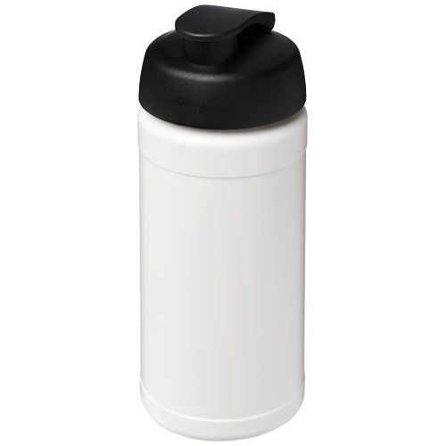 PF210461-8Baseline 500 ml recycelte Sportflasche mit Klappdeckel _ weiss_schwarz