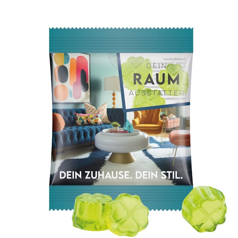 JG10061-24Minituete 10g_ Fruchtgummi Standardformen_ Kleeblatt_ transparente Folie
