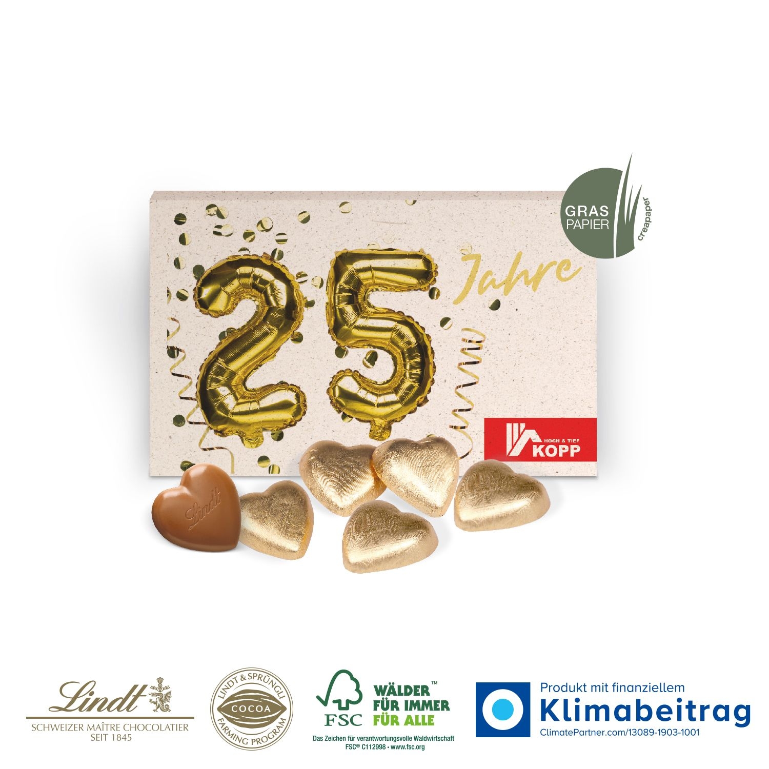 CD91225-01Praesentbox „Business“ mit Lindt Schokoherzen