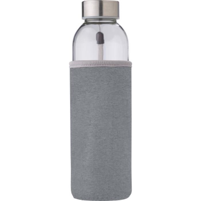 GI9301-03Glasflasche _500ml_ mit einem Neoprenhuelle Nika_ Grau GI9301-03Glasflasche _500ml_ mit einem Neoprenhuelle Nika_ Grau
