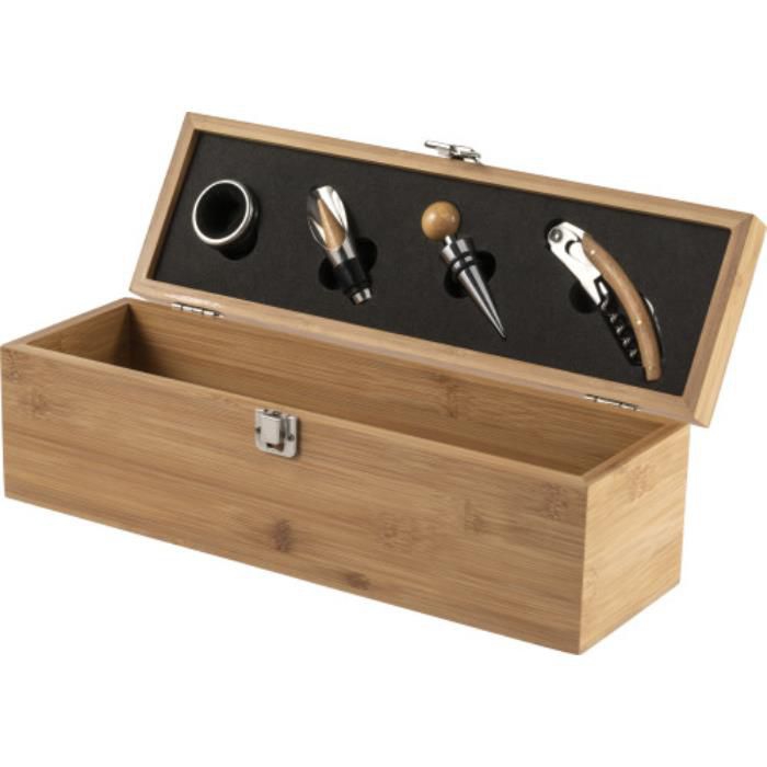 GI8855-11Weinset und Geschenkbox aus Bambus Gareth_ Braun