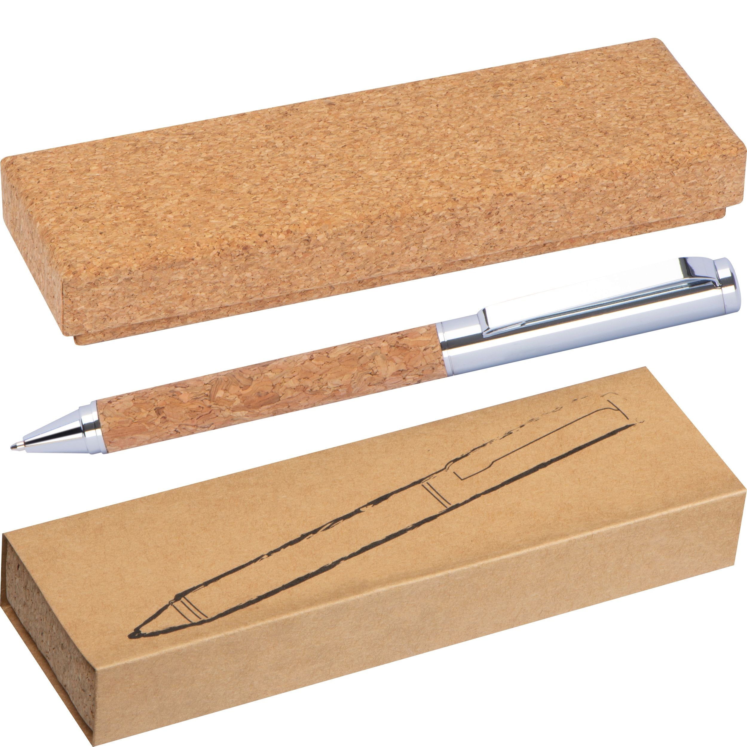 MA13236-13Kugelschreiber aus Metall und Kork_ beige