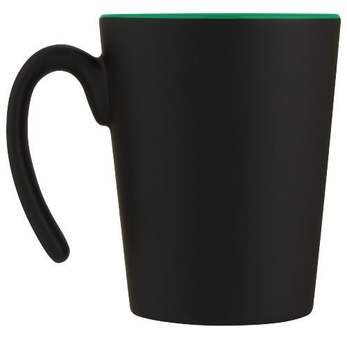 PF100687-6Oli 360 ml Keramikbecher mit Henkel_ gruen_schwarz