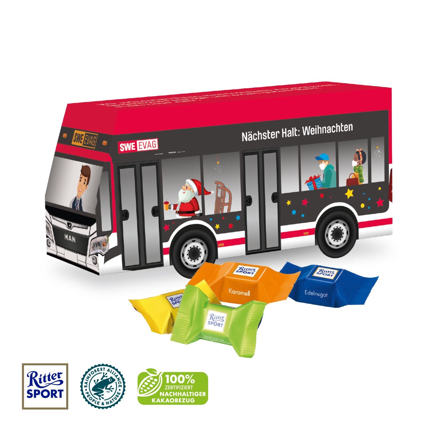 CD916963D Praesent _Bus_ mit Ritter SPORT Schokowuerfel