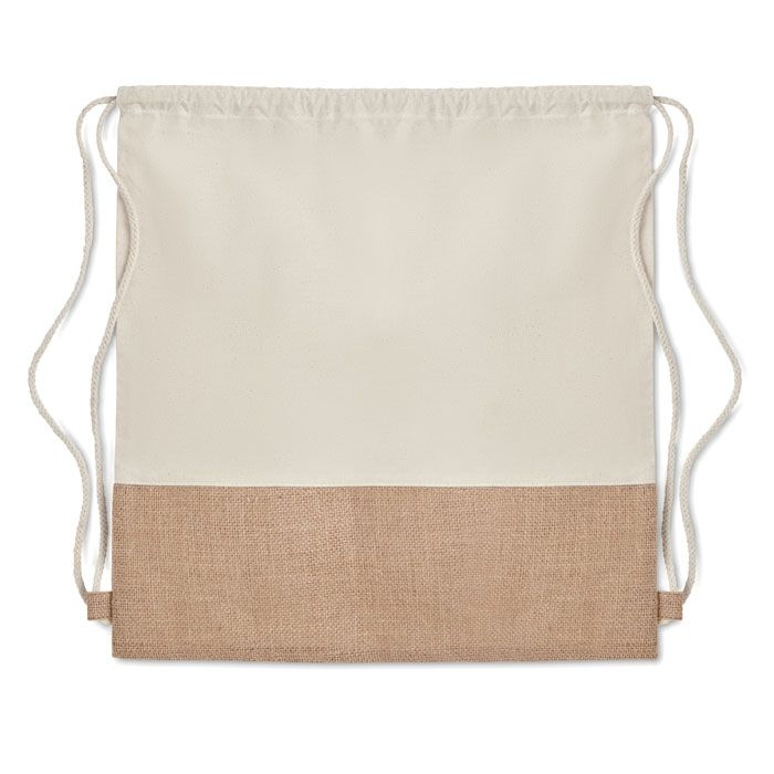 MO9516-13India Beutel mit Kordelzug Jute_ Beige