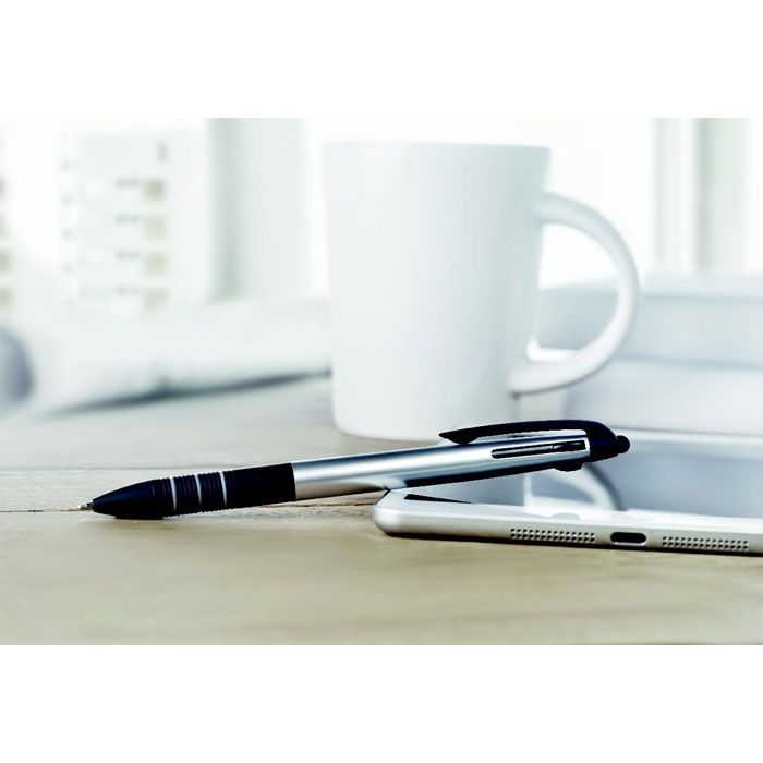 MO8812-14Multipen 3-Farb-Kugelschreiber_Stylus_ Silber