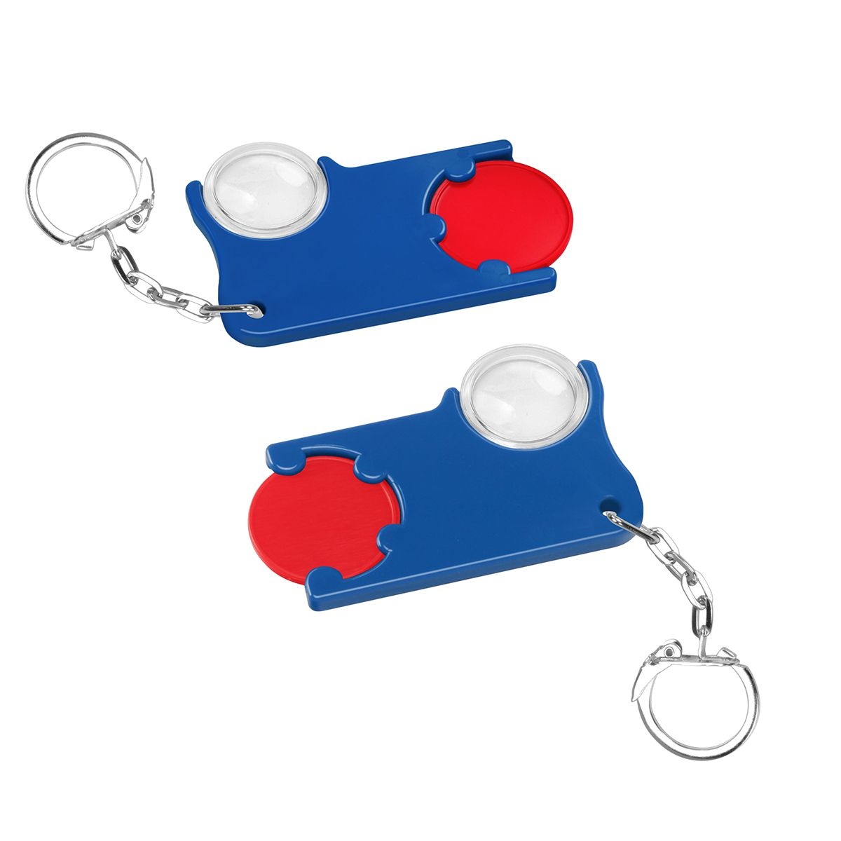 HE8286K-1-3Chiphalter mit 1€-Chip und Lupe_ rot_ blau HE8286K-1-3Chiphalter mit 1€-Chip und Lupe_ rot_ blau