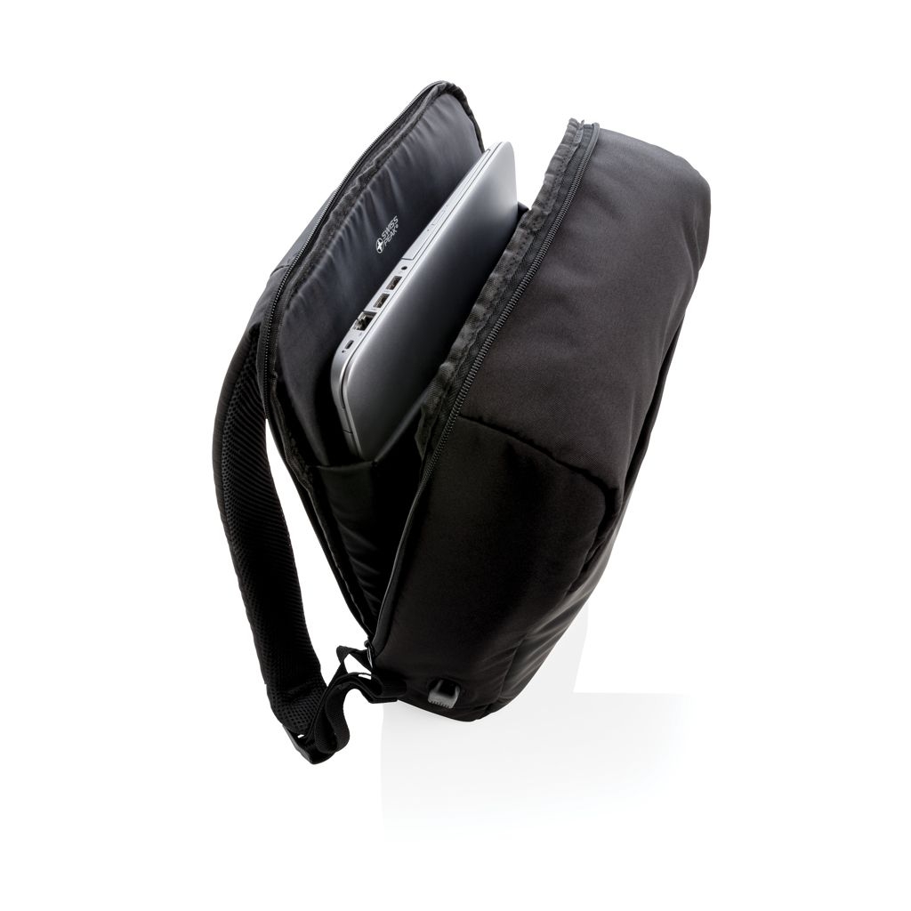 XDP762.37-1Swiss Peak 15_ Anti-Diebstahl RFID _ USB Rucksack_ schwarz
