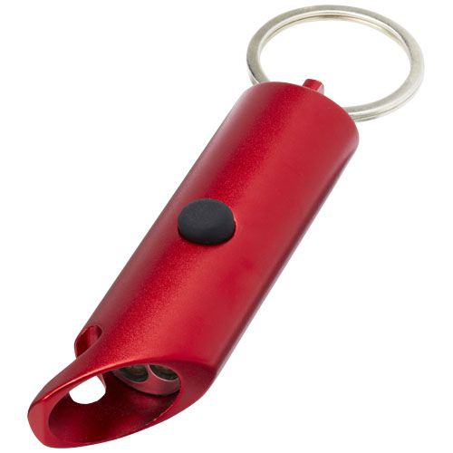 Flare IPX-LED-Lampe und Flaschenöffner aus recyceltem Aluminium mit Schlüsselanhänger, rot