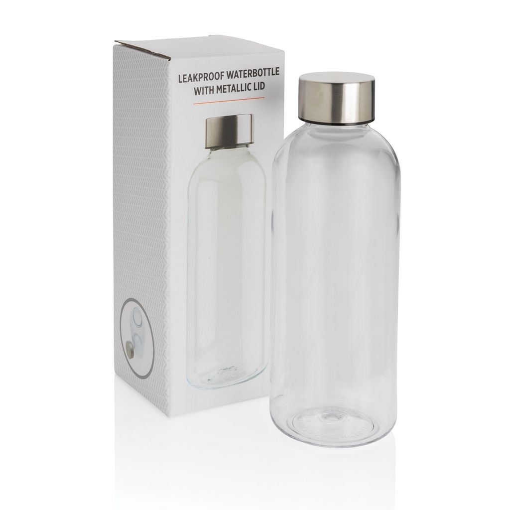 XDP433.44-0Auslaufsichere Trinkflasche mit Metalldeckel_ transparent