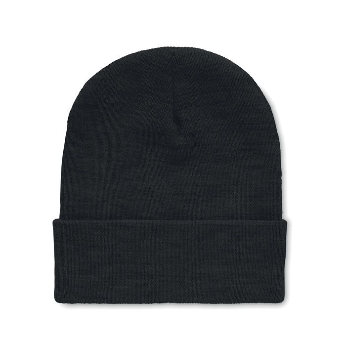 MO9965-03Polo Rpet Beanie mit Umschlag RPET_ Schwarz
