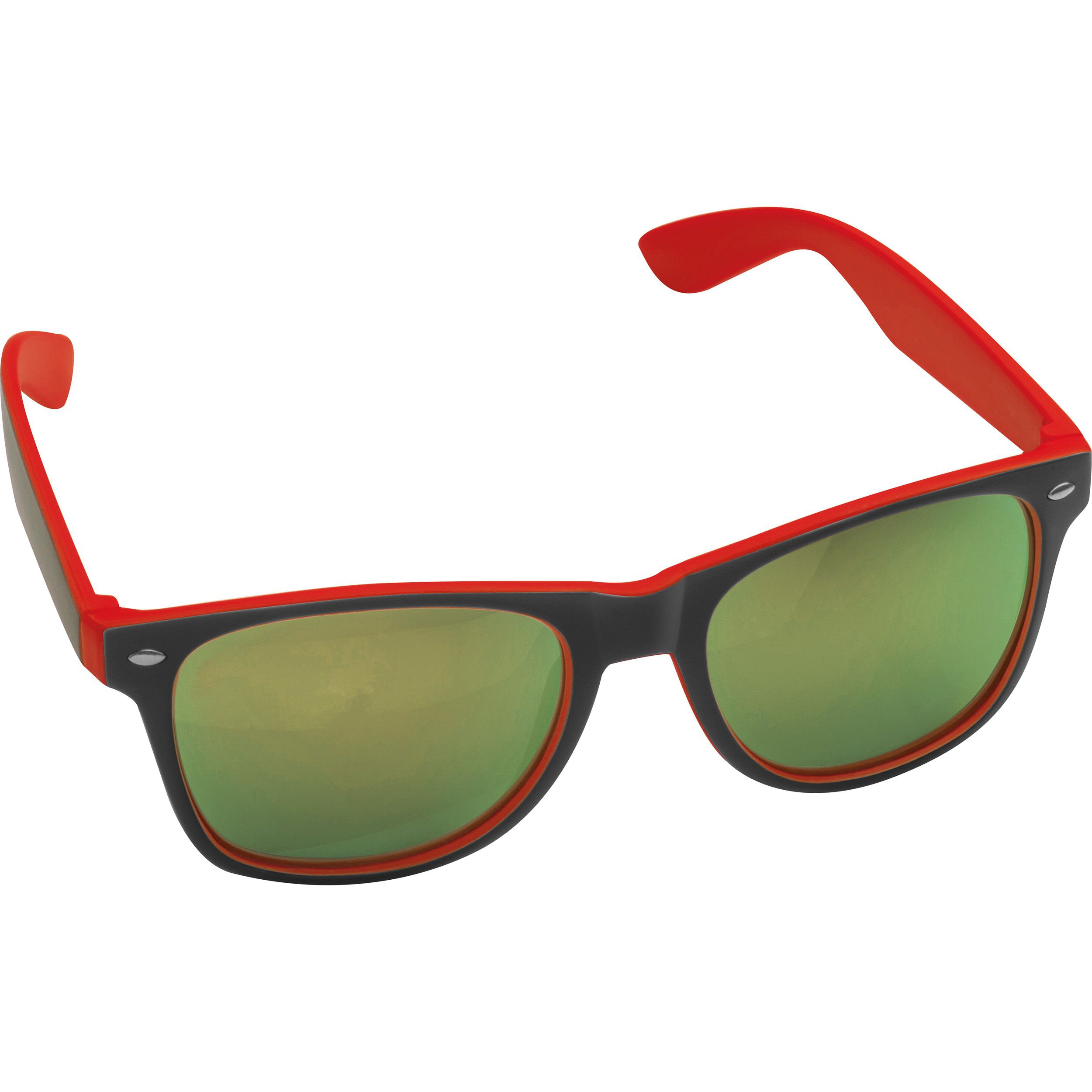 Sonnenbrille aus Kunststoff mit verspiegelten Gläsern, UV 400 Schutz, rot