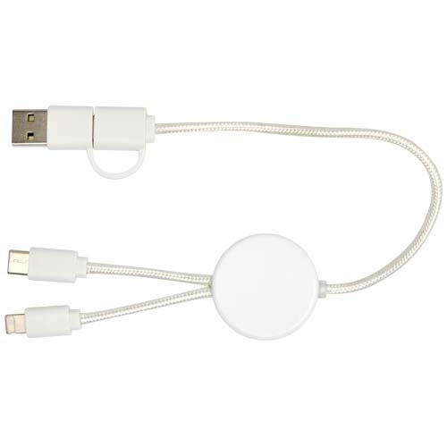 PF124427-1Citala 30 cm 5-in-1 Kabel aus recyceltem Kunststoff fuer Datenuebertragung und 27W Schnellladung_ weiss