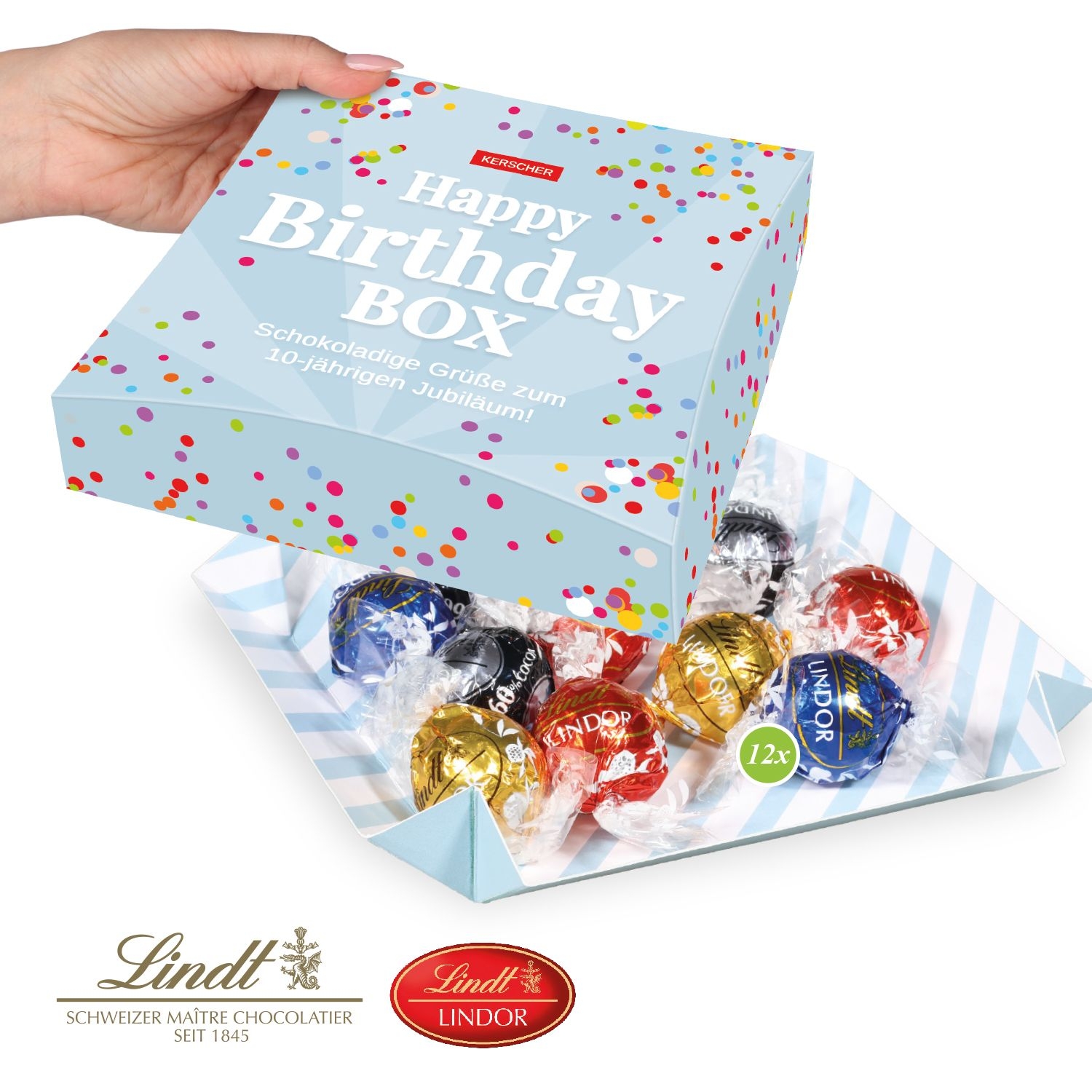 CD91608Praesentbox mit Lindt Lindor Pralinés