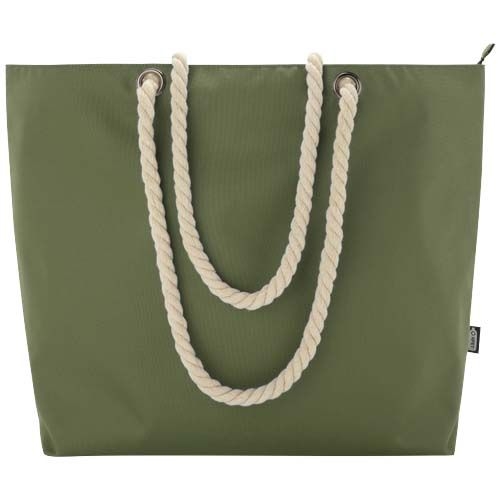 PF130079-4Panama Strandkuehltasche mit Kordelgriffen aus recyceltem GRS-Material_ 23L_ olive