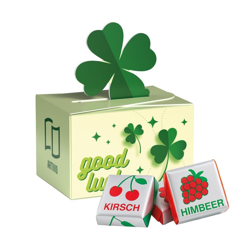 JG10238-1Geschenkbox Mini Kleeblatt_ Kaubonbons