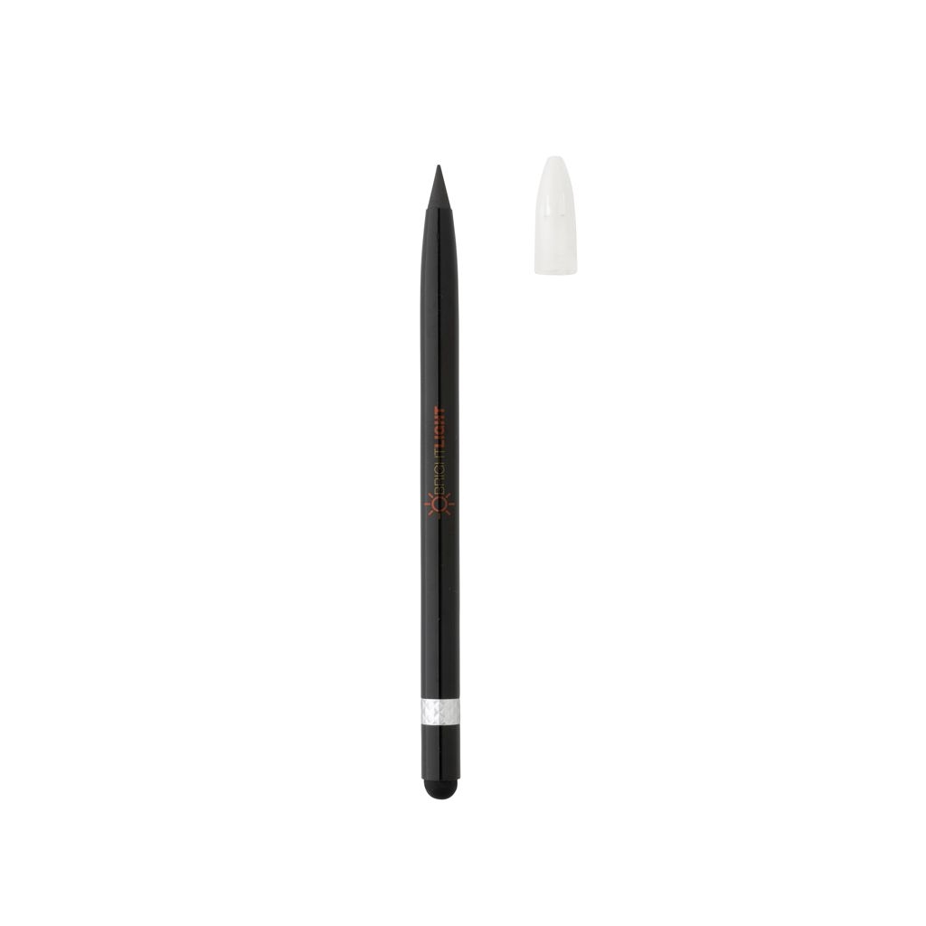 XDP611.12-1Tintenloser Stift aus Aluminium mit Radiergummi_ schwarz