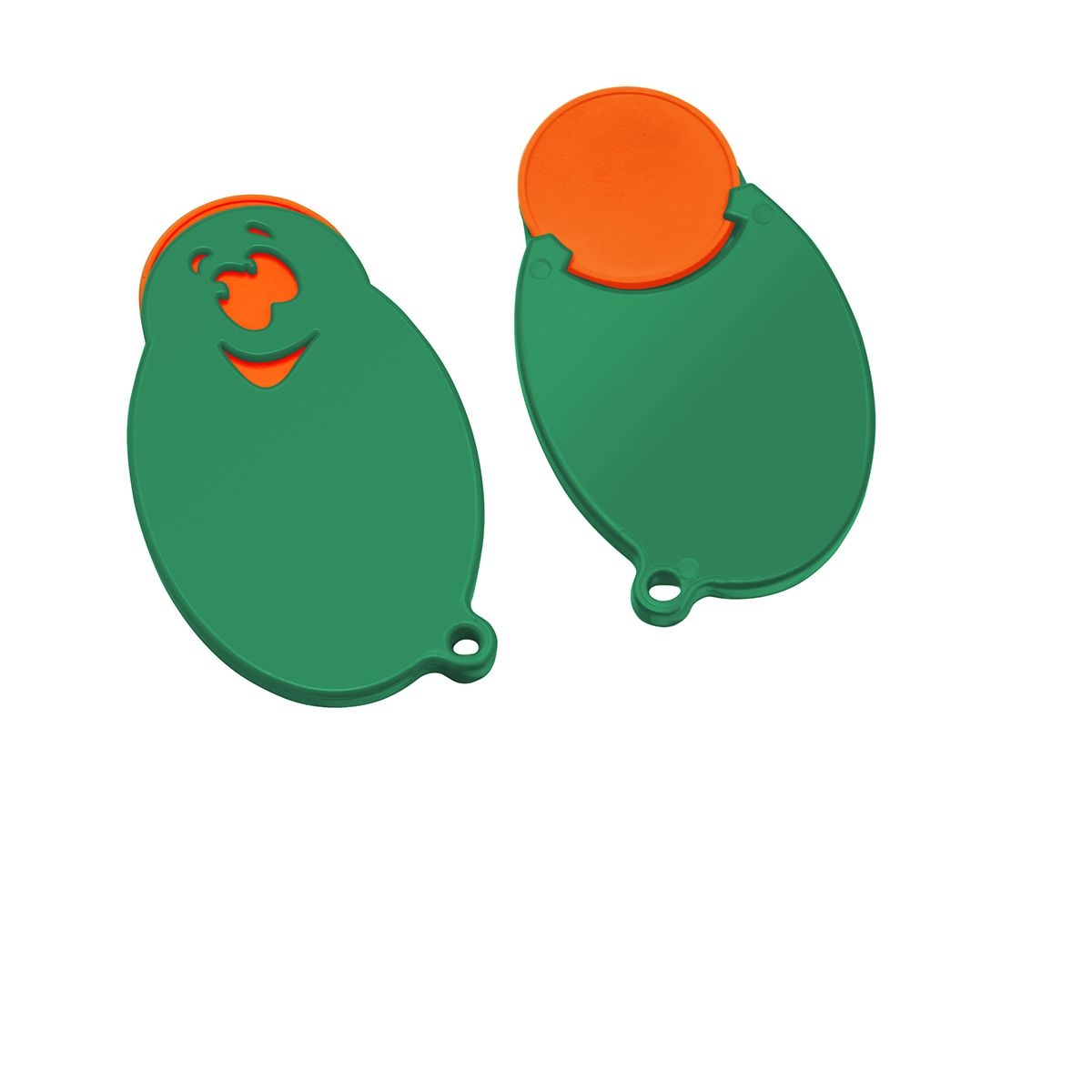 HE7855-5-2Chiphalter mit 1€-Chip _Gesicht_ orange_ gruen