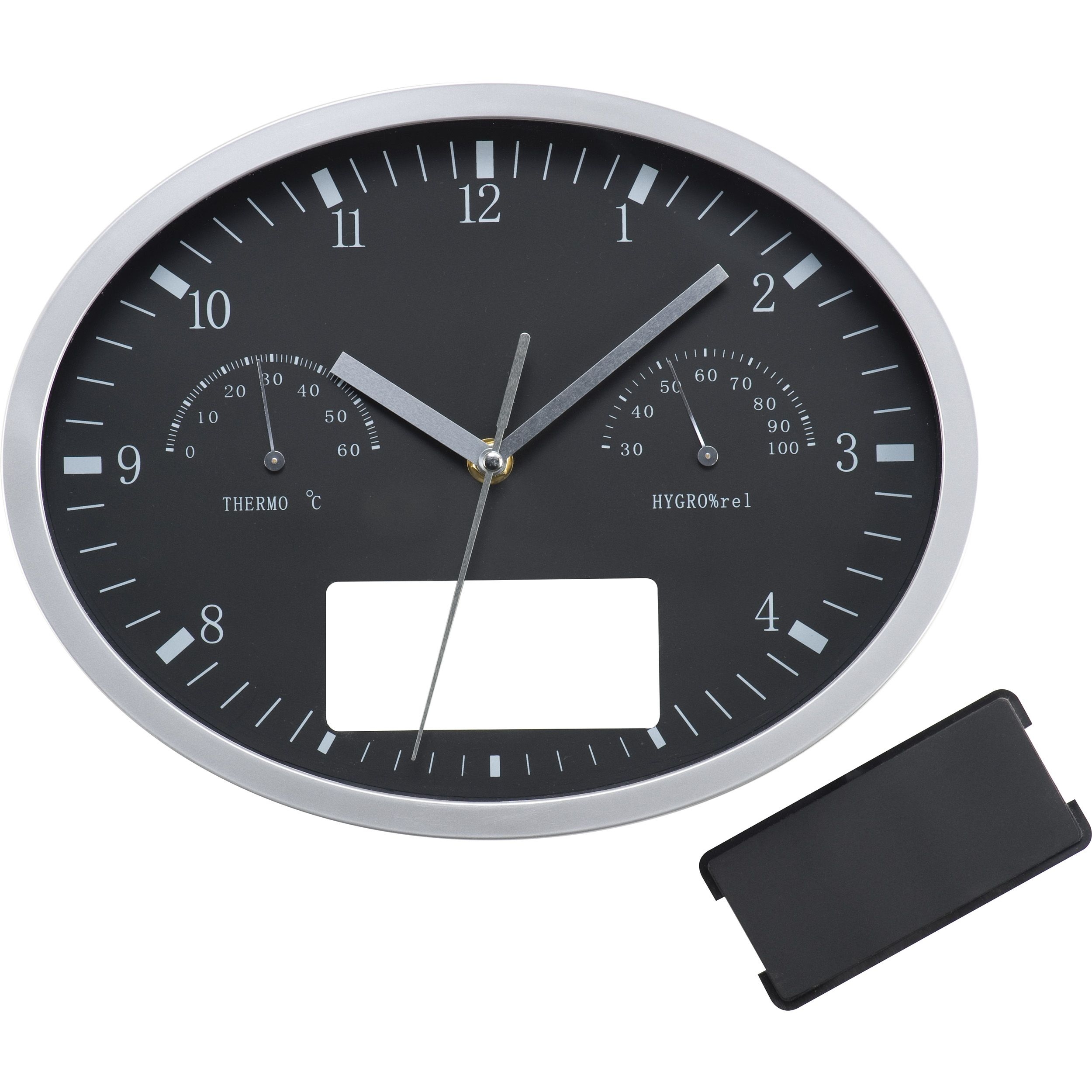 MA47871-03Wanduhr mit Hygro- und Thermometer_ schwarz