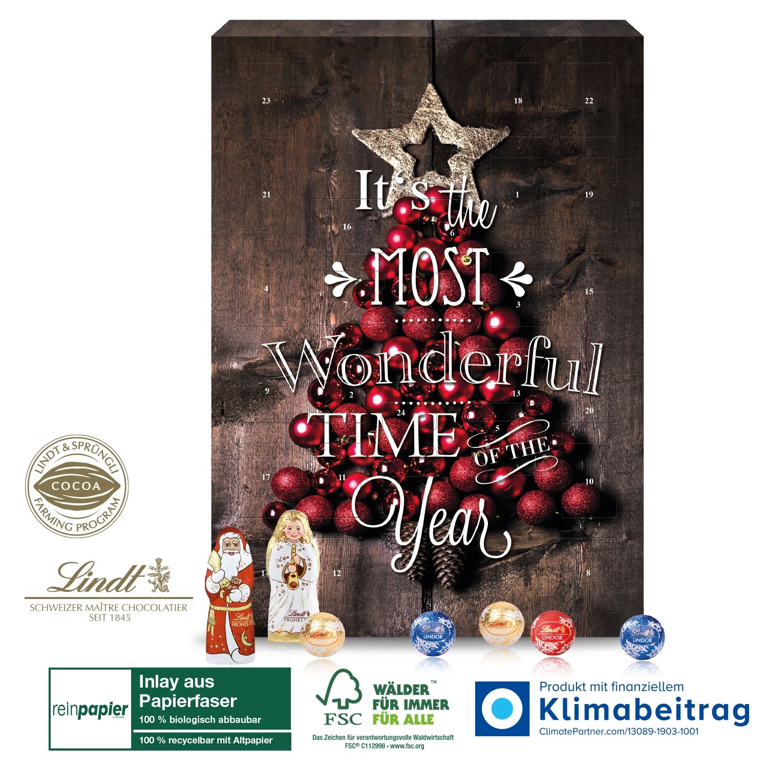 CD55343Wand-Adventskalender Lindt „Gourmet Edition“ Organic