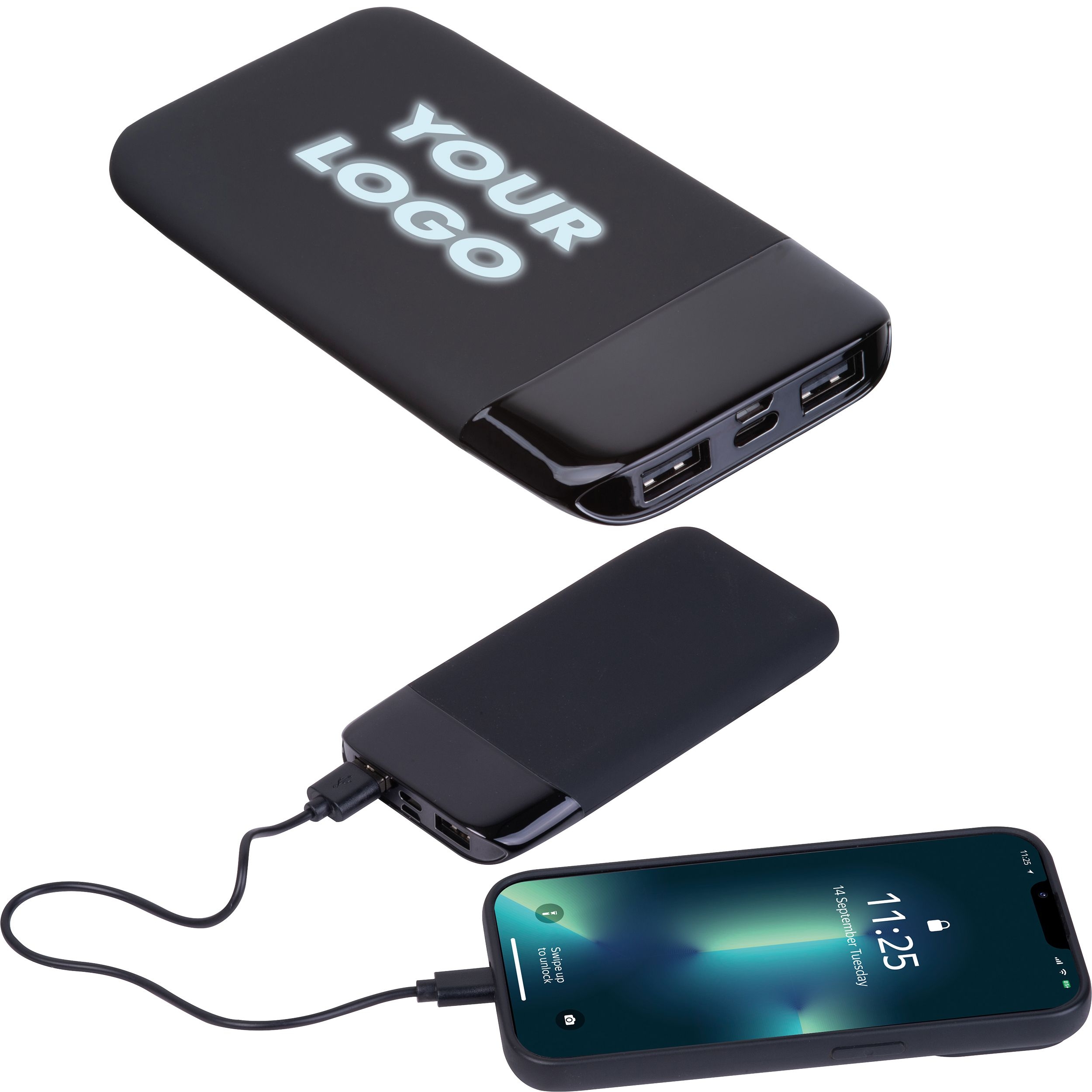 MA35436-038.000 mAh Powerbank mit leuchtendem Logo FLOYD_ schwarz