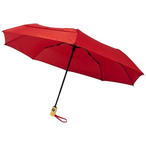PF109143-4Bo 21_ Vollautomatik Kompaktregenschirm aus recyceltem PET-Kunststoff_ rot