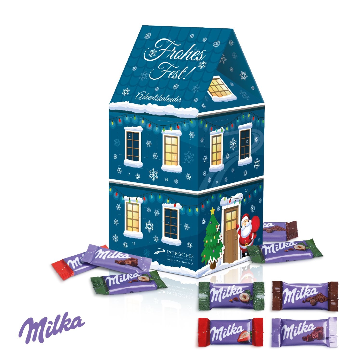 CD95184Adventskalender Haus XL mit Milka Schokolade