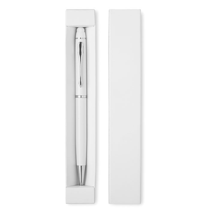 MO8476-06Eduar Drehkugelschreiber mit Stylus_ weiss