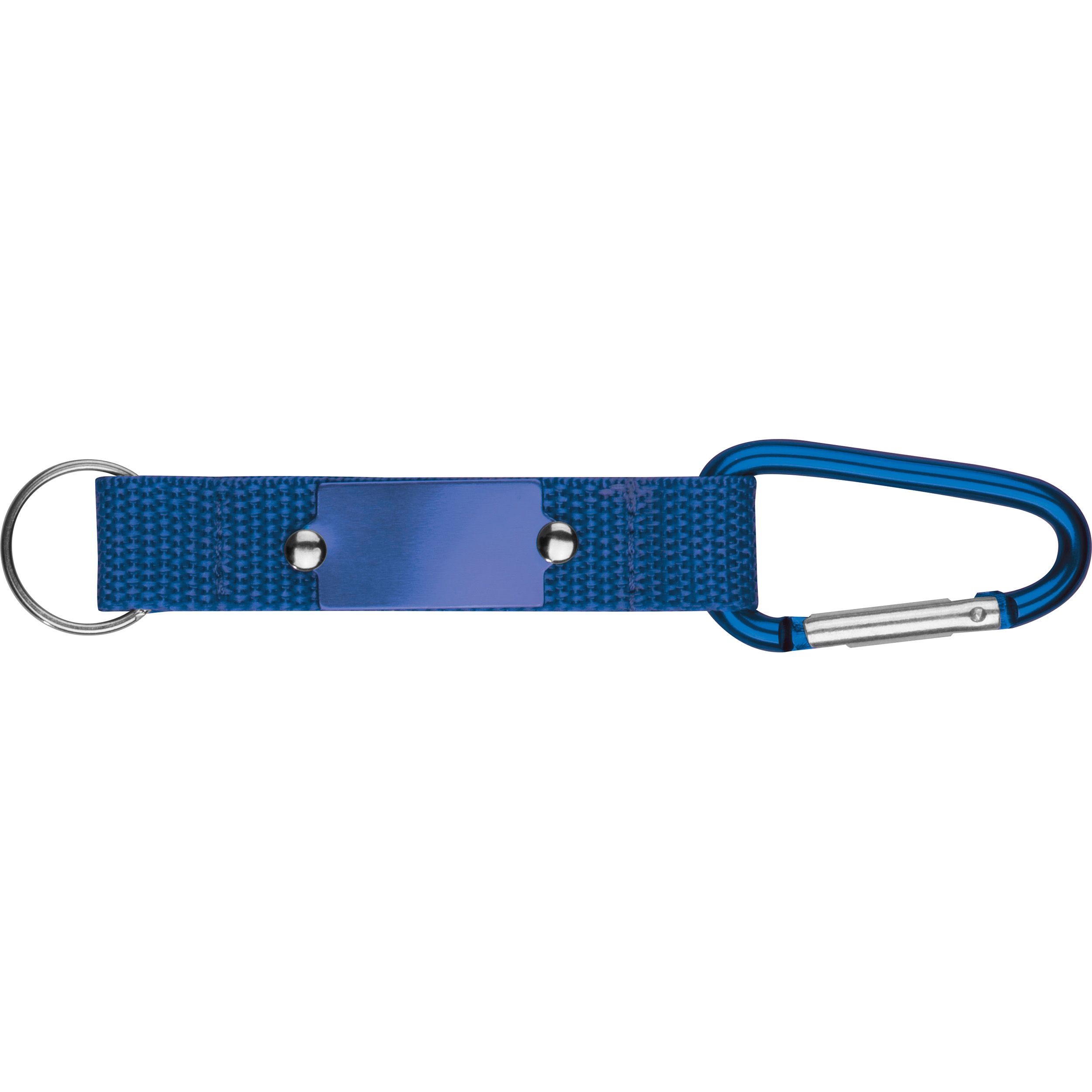 MA91168-04Schluesselanhaenger mit Karabiner und Plaettchen aus Metall_ blau