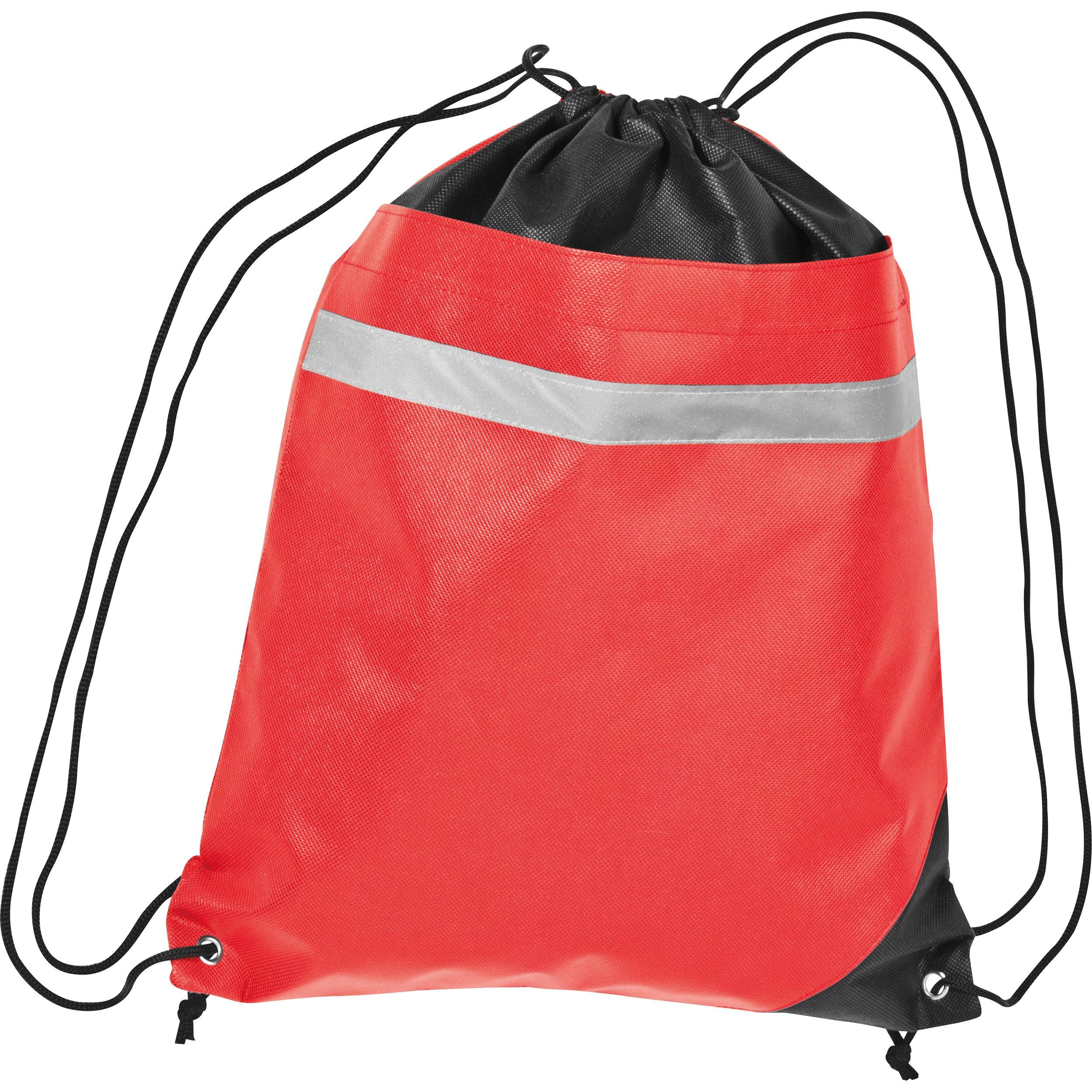 MA60047-05Non Woven Gymbag mit reflektierendem Streifen_ rot