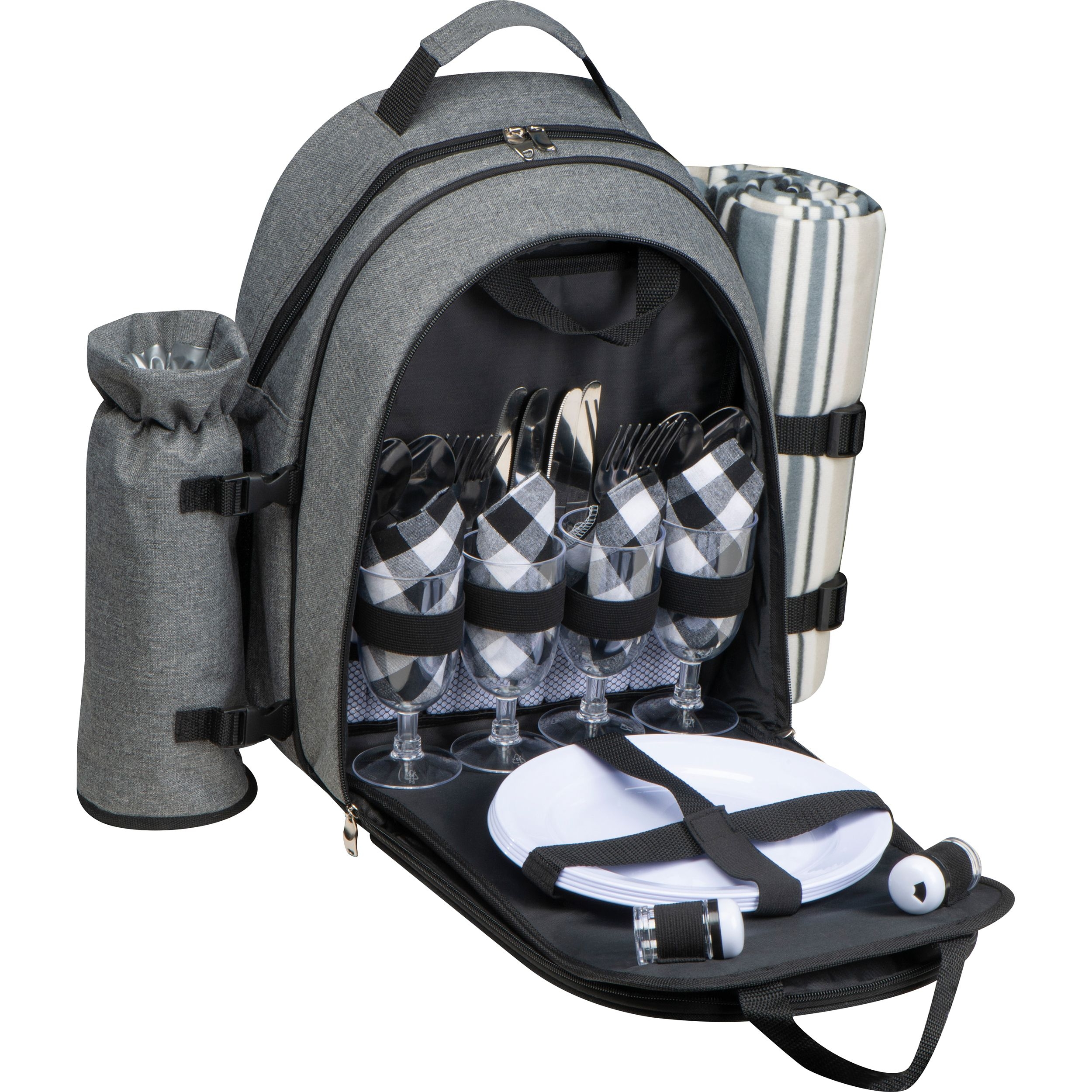 MA62976-77Picknickrucksack fuer 4 Personen mit Picknickdecke EARL_ anthrazit