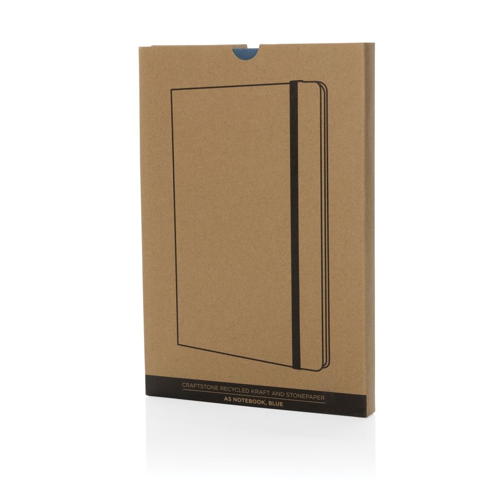 XDP774_59-5Craftstone A5 Notizbuch aus recycelt. Kraft- und Steinpapier_ blau
