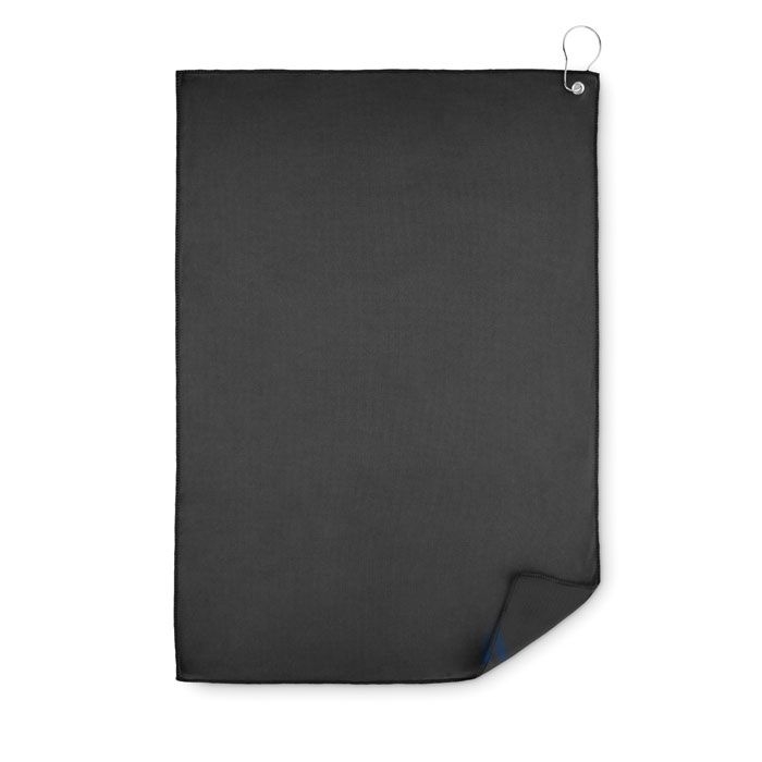 MO6526-03Towgo RPET-Golfhandtuch mit Haken_ Schwarz